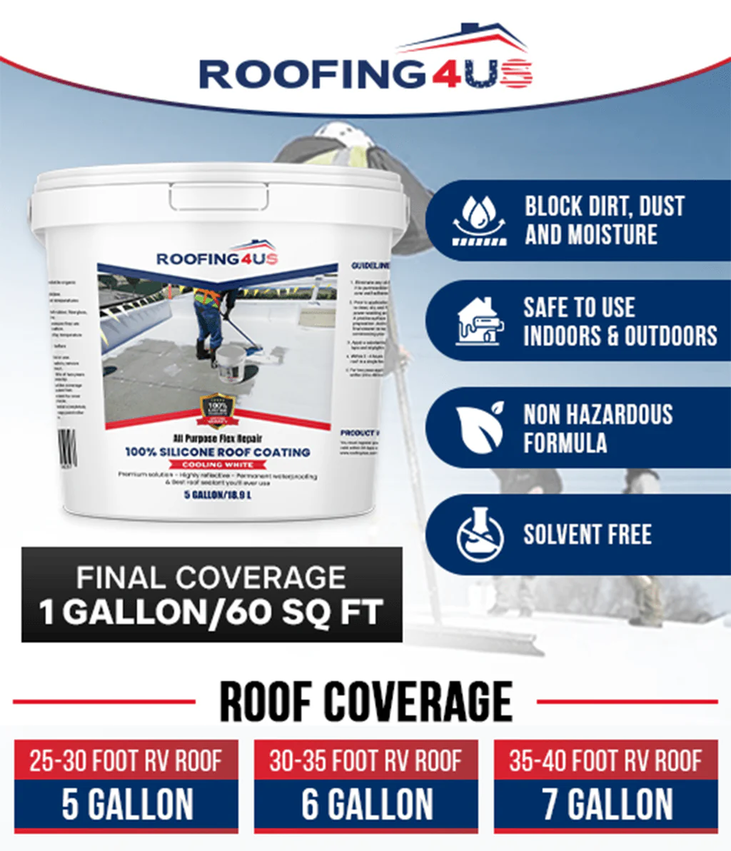 All Purpose Flex Repair 100% Silicone Roof Sealant - 4 Gallon (Pallet of 36) - Image 5